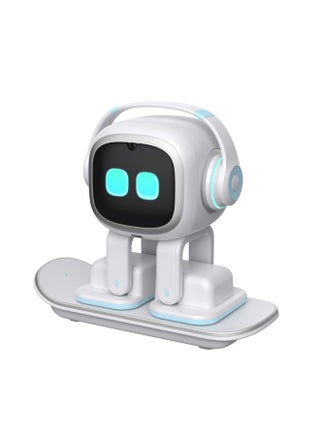 EMO Robot Desktop Pet Companion (Skateboard-White) | AI-Powered Smart Robot with Voice Interaction, Smart Light & Wireless Charging Skateboard Base for Kids and Adults - view 2